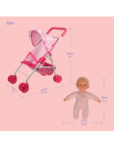Carrito de Muñecas Anivia DA004L Rosa con Accesorios 2