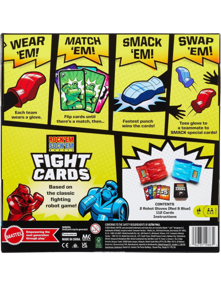 Juego de Cartas Rock 'Em Sock 'Em Robots Mattel con Guantes