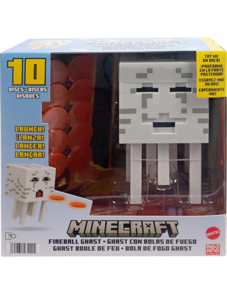 Figura Ghast de Bola de Fuego Mattel Minecraft con 10 Discos