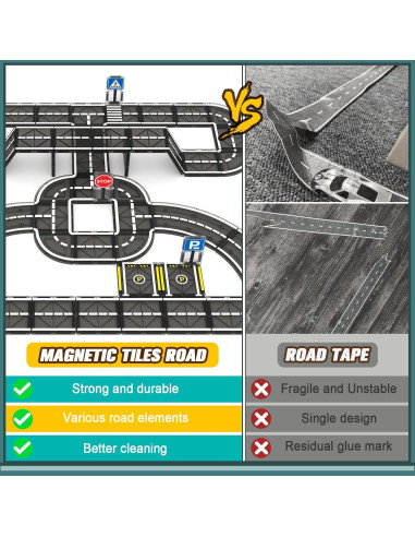 Juego de carreteras magnéticas IGIVI 28 piezas para niños
