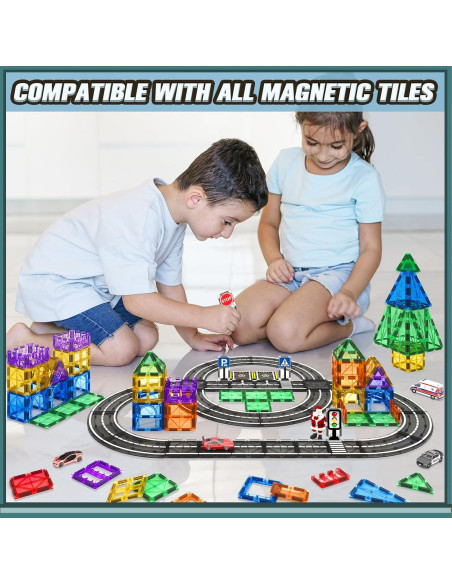 Juego de carreteras magnéticas IGIVI 28 piezas para niños