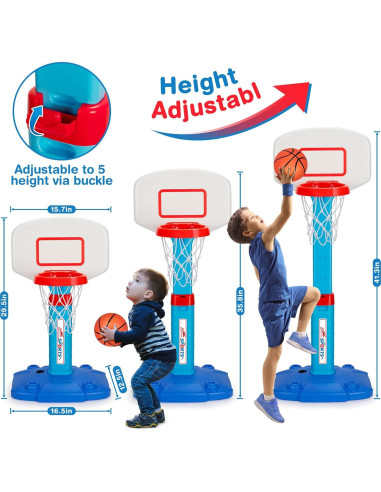 Aro de Baloncesto Mini LACCHOUFEE Ajustable para Niños - Azul