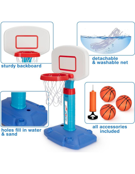 Aro de Baloncesto Mini LACCHOUFEE Ajustable para Niños - Azul