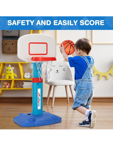 Aro de Baloncesto Mini LACCHOUFEE Ajustable para Niños - Azul