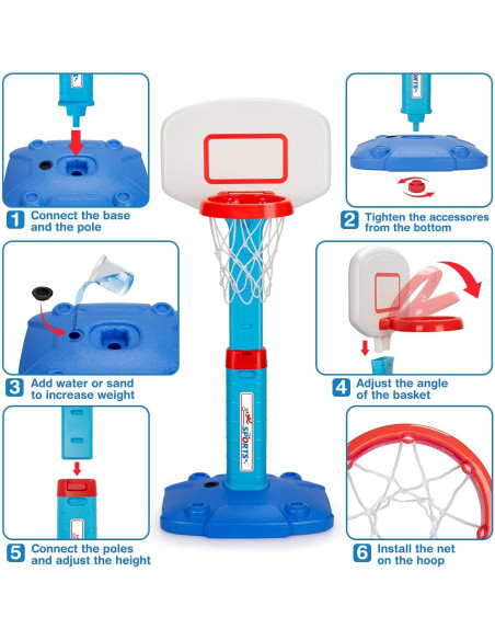 Aro de Baloncesto Mini LACCHOUFEE Ajustable para Niños - Azul