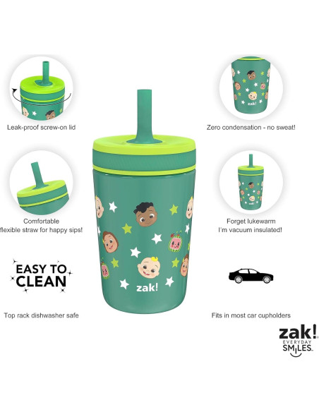 Vaso Aislado CoComelon 12oz - Zak Designs con Pajilla