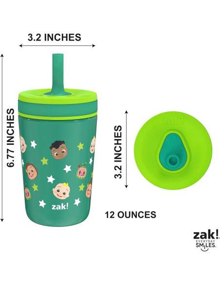 Vaso Aislado CoComelon 12oz - Zak Designs con Pajilla
