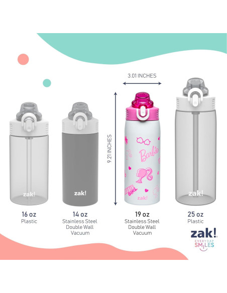 Botella de Agua Infantil Zak Designs Barbie 19oz Acero Inoxidable