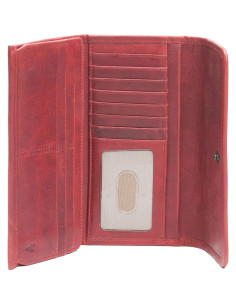 Cartera Frye Melissa de Cuero Burdeos con 13 Ranuras 2