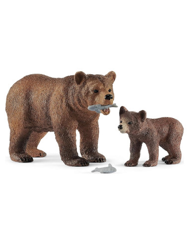 Juego de Animales Schleich Vida Salvaje Oso Grizzly 4 Piezas