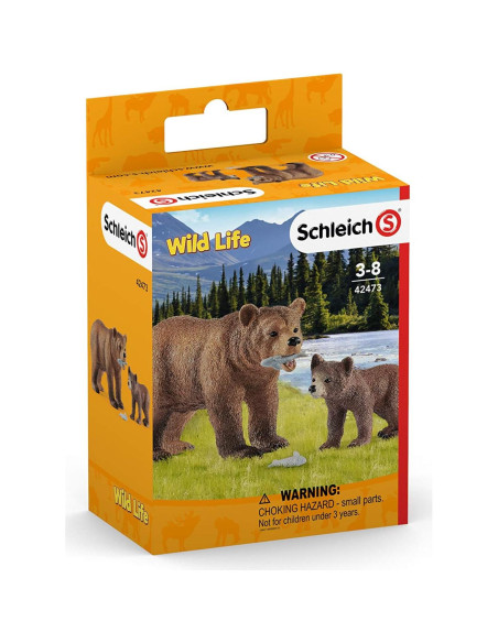 Juego de Animales Schleich Vida Salvaje Oso Grizzly 4 Piezas