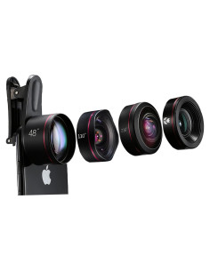 Kit de Lentes Kase 4 en 1 para Teléfono - Telefoto 3X, Macro, Gran Angular y Ojo de Pez