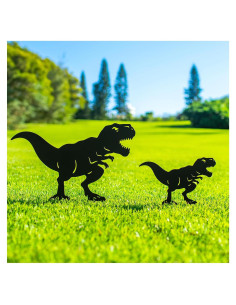 Estacas de Jardín SRDJXY Dinosaurio Metal Negro Decorativas