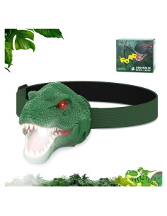 Linterna Frontal Dinosaurio Nitigo Verde 4 Modos Luz y Sonido