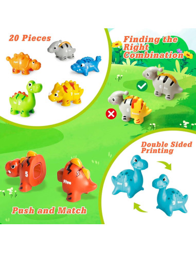 Juego de Dinosaurios Numéricos Jetbotell 20 Piezas Educativo