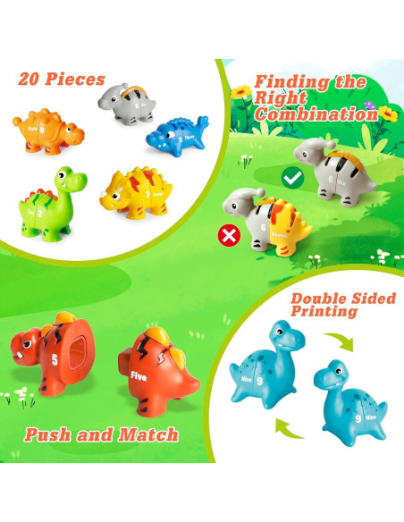 Juego de Dinosaurios Numéricos Jetbotell 20 Piezas Educativo