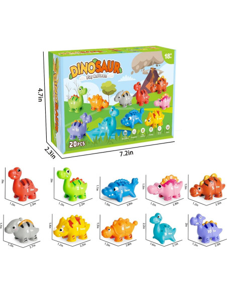 Juego de Dinosaurios Numéricos Jetbotell 20 Piezas Educativo