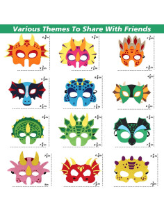 Máscaras de Fieltro Zalmoxe para Niños - Fiesta Dinosaurio 2