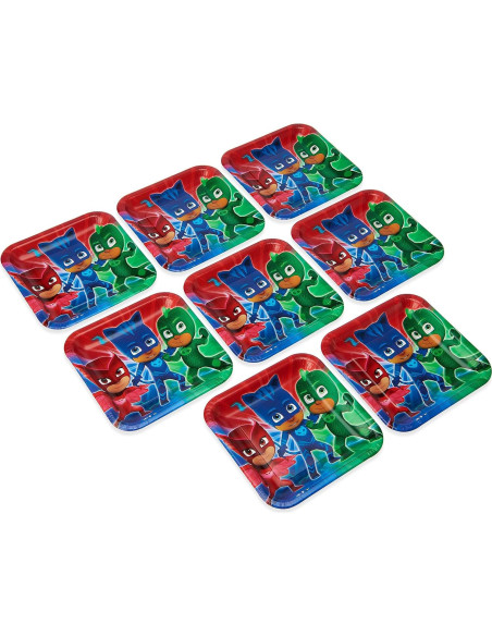 Platos de Cena Cuadrados PJ Masks American Greetings - 8 Pzs