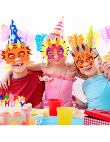 Máscaras de Fieltro Zalmoxe para Niños - Fiesta Dinosaurio