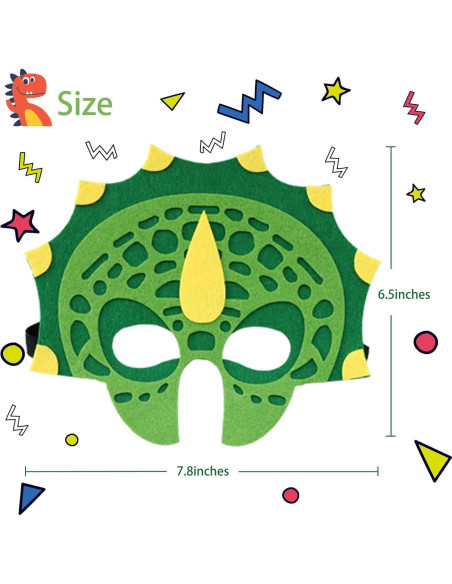 Máscaras de Fieltro Zalmoxe para Niños - Fiesta Dinosaurio