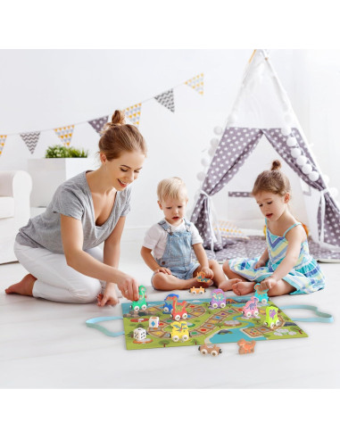 Juego de Tren de Madera Dinosaurio ORBRIUM con Números y Formas