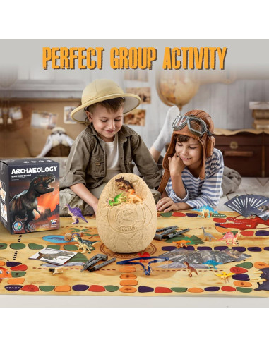 Kit Excavación Huevo Dino Jumbo Woumserta 12 Dinosaurios