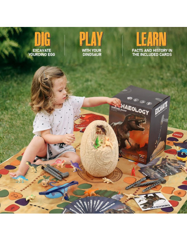 Kit Excavación Huevo Dino Jumbo Woumserta 12 Dinosaurios