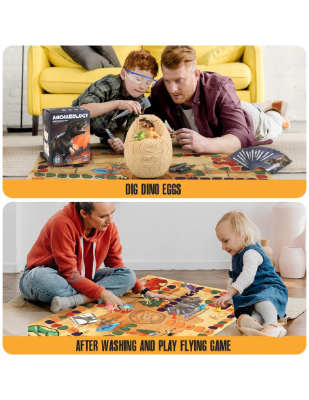 Kit Excavación Huevo Dino Jumbo Woumserta 12 Dinosaurios