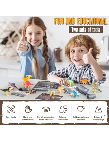 Kit Excavación Huevo Dino Jumbo Woumserta 12 Dinosaurios