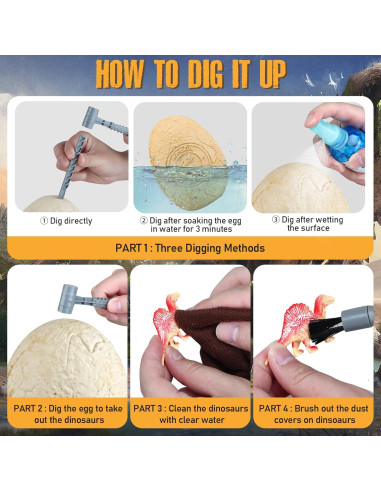 Kit Excavación Huevo Dino Jumbo Woumserta 12 Dinosaurios
