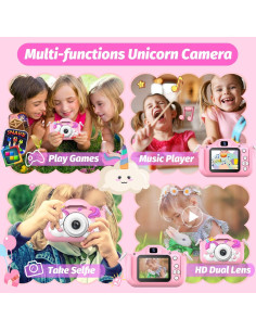 Cámara Infantil Digital HOOMOON X11 Unicornio Rosa 1080P 2