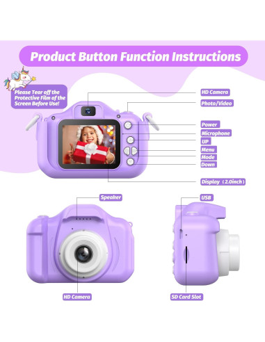 Cámara Infantil Digital HOOMOON 1080P con Tarjeta SD 32GB