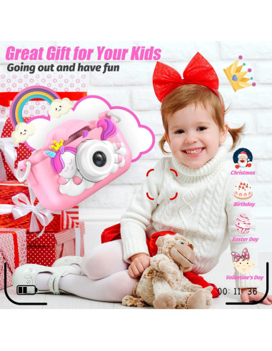 Cámara Infantil Digital HOOMOON X11 Unicornio Rosa 1080P