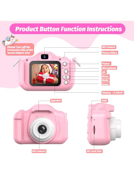 Cámara Infantil Digital HOOMOON X11 Unicornio Rosa 1080P