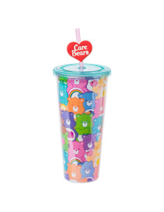 Taza Fría Silver Buffalo Care Bears 710ml con Tapa y Popote