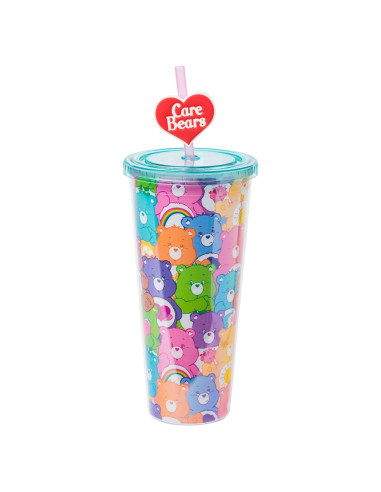 Taza Fría Silver Buffalo Care Bears 710ml con Tapa y Popote