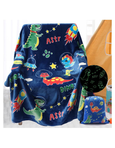 Manta de Dinosaurio SALIMAH Brilla en la Oscuridad 152x127cm