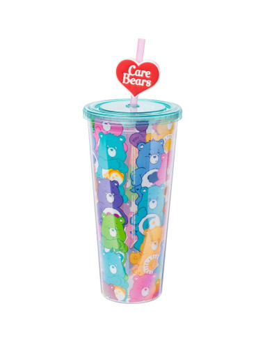 Taza Fría Silver Buffalo Care Bears 710ml con Tapa y Popote