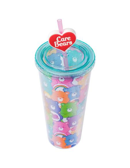 Taza Fría Silver Buffalo Care Bears 710ml con Tapa y Popote
