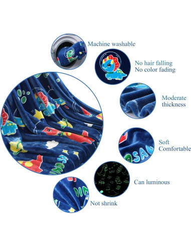 Manta de Dinosaurio SALIMAH Brilla en la Oscuridad 152x127cm