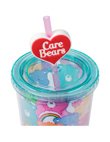 Taza Fría Silver Buffalo Care Bears 710ml con Tapa y Popote