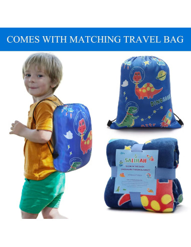 Manta de Dinosaurio SALIMAH Brilla en la Oscuridad 152x127cm