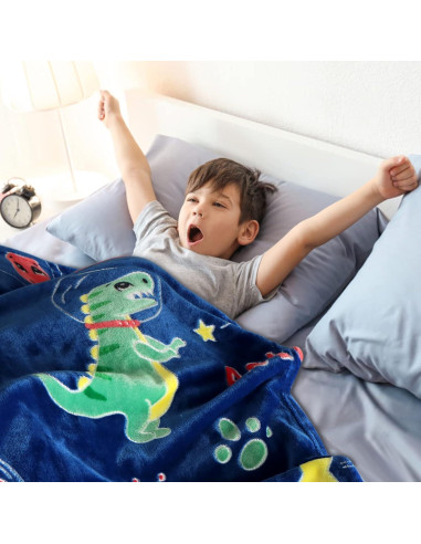 Manta de Dinosaurio SALIMAH Brilla en la Oscuridad 152x127cm