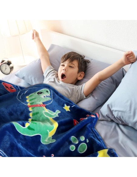 Manta de Dinosaurio SALIMAH Brilla en la Oscuridad 152x127cm