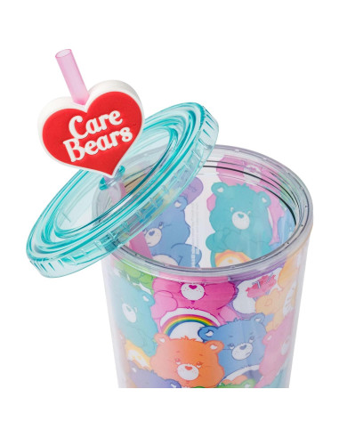 Taza Fría Silver Buffalo Care Bears 710ml con Tapa y Popote