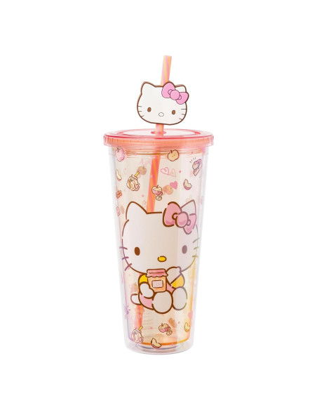 Taza Fría Silver Buffalo Hello Kitty 710 ml con Popote