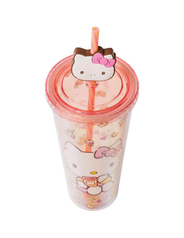 Taza Fría Silver Buffalo Hello Kitty 710 ml con Popote