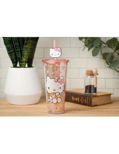 Taza Fría Silver Buffalo Hello Kitty 710 ml con Popote