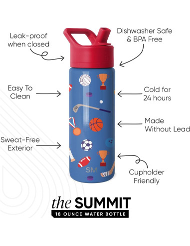 Botella de Agua Simple Modern 18 oz Acero Inoxidable Niños